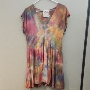 Haley Solar Tie-Dye Silk Dress Size Large